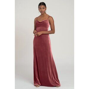 Jenny Yoo Sammi Bridesmaids Stretch Velvet Cinnamon Rose Size 12